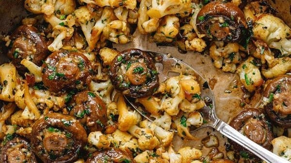 Garlic Butter Mushrooms and Cauliflower