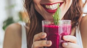 Woman having a Joyful Healthy Drink