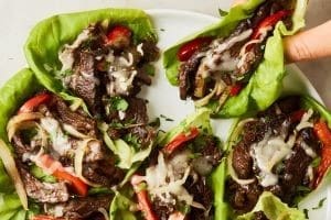 Low Carb Philly Cheesesteak Lettuce Wraps