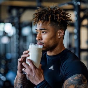 Man drinking Whey Protein Supplements